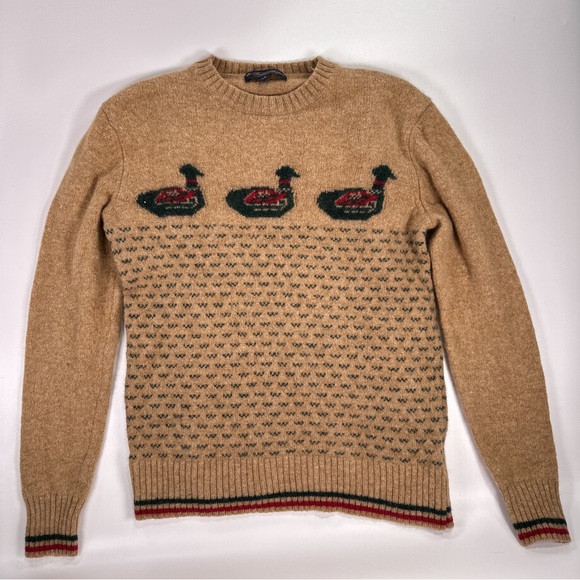 Brooks Brothers Camel Crewneck Sweater with Duck Motif - Picture 2 of 9